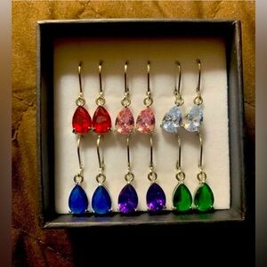 The Skyline Collection Multi Color Cubic Zirconia Earrings (Set Of 6 ~ New)